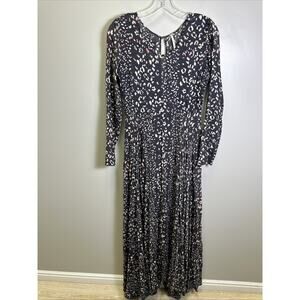 Free People First Kiss Maxi Dress S Navy Blue Cheetah Print Y2K Witchy‎